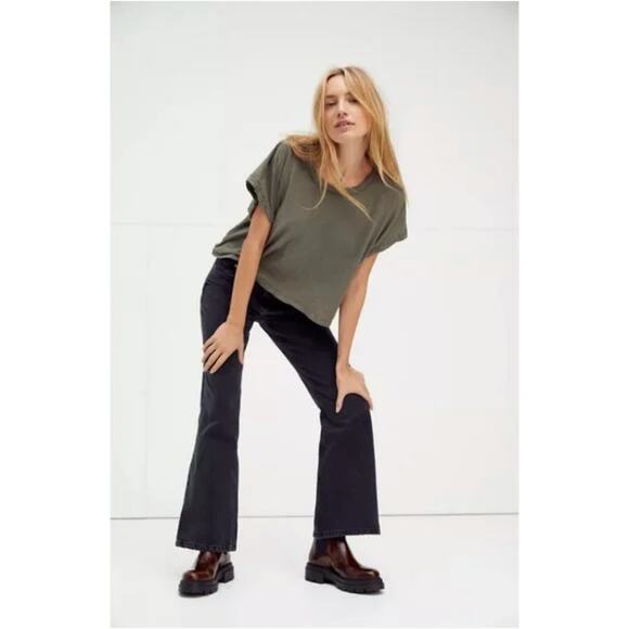 Free People You Rock Tee in Washed Army Green Size S - Picture 3 of 13